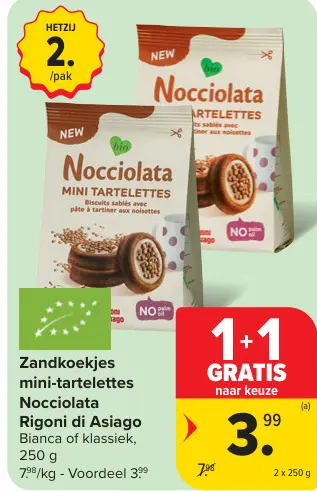 Promotie: Zandkoekjes mini-tartelettes Nocciolata