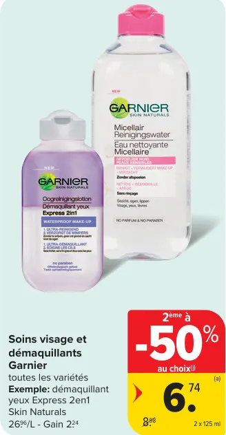 Offre: Soins visage et démaquillants