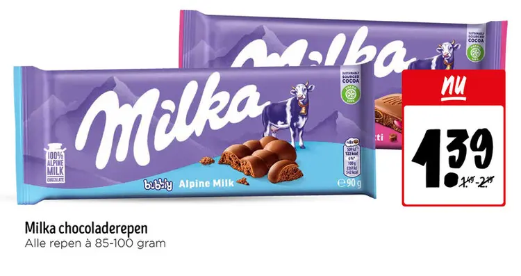 Aanbieding: Milka chocoladerepen