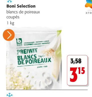 Offre: blancs de poireaux coupés
