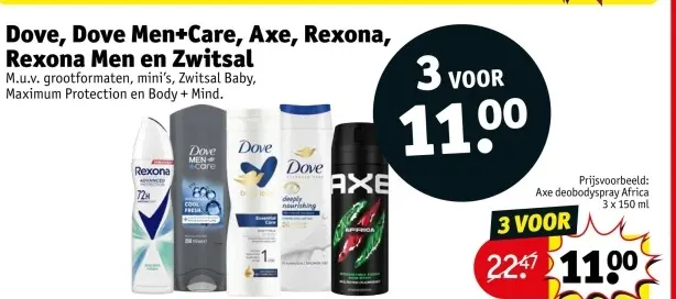 Aanbieding: Dove, Dove Men+Care, Axe, Rexona, Rexona Men 
