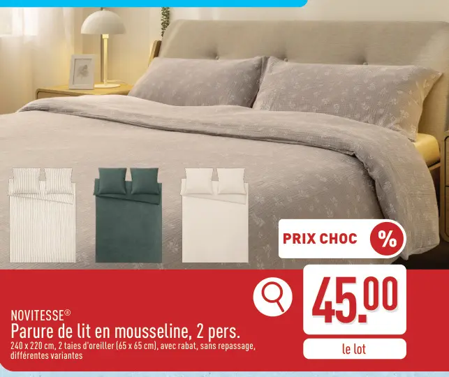 Offre: Parure de lit en mousseline