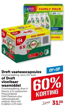 Aanbieding: Dreft vaatwascapsules of Dreft vloeibaar wasmiddel