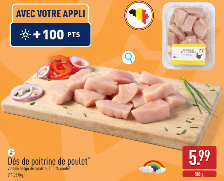 Offre: Dés de poitrine de poulet