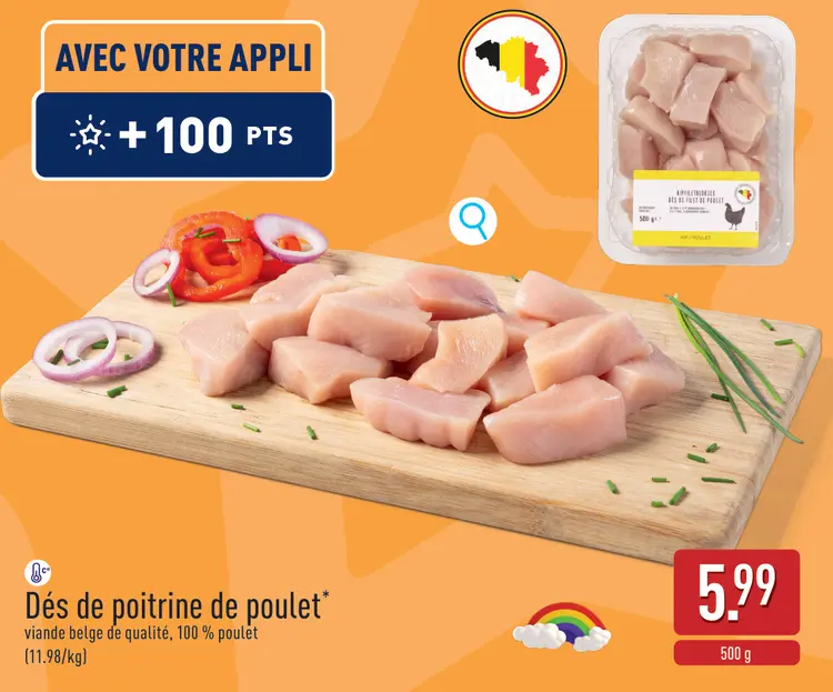 Offre: Dés de poitrine de poulet