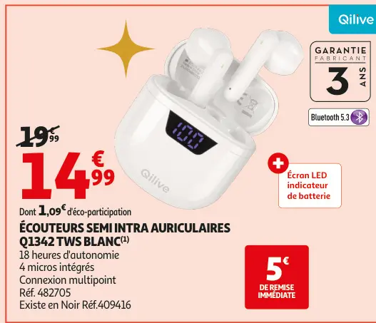 Promotie: Écouteurs semi intra auriculaires q1342 tws b