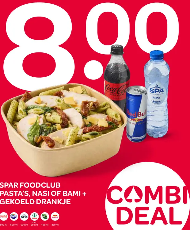 Aanbieding: Pasta's, nasi of bami + gekoeld drankje