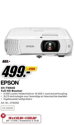 Promotie: EH-TW840 Full HD Beamer