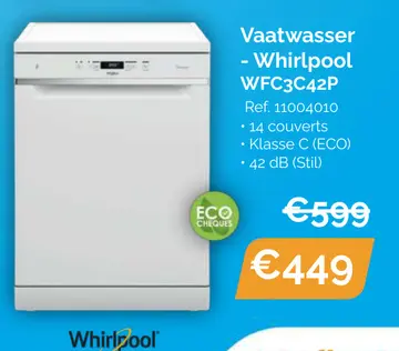 Aanbieding: Vaatwasser - Whirlpool WFC3C42P