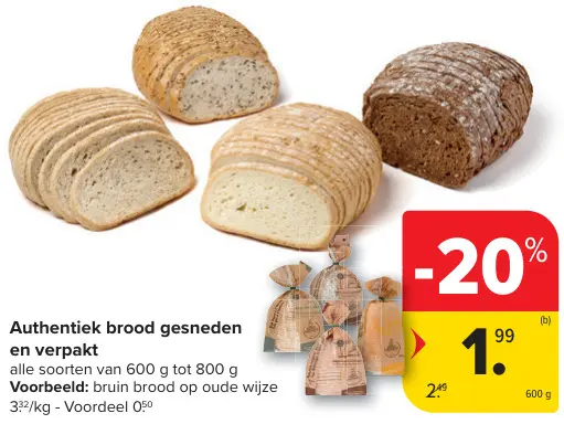 Aanbieding: Authentiek brood gesneden en verpakt