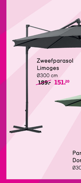 Aanbieding: Le Sud freepole parasol Limoges - antracietkleur - Ø300 cm