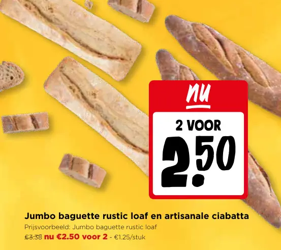 Promotie: Baguette rustic loaf en artisanale ciabatta