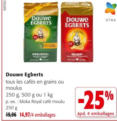 Offre: cafés en grains ou moulus