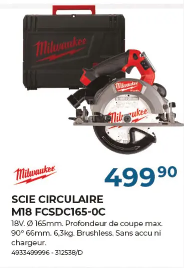 Offre: Scie circulaire m18 fcsdc165-0c