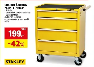 Offre: Stanley servante mobile 75x53x78 cm