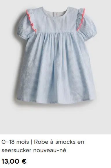 Offre: Robe à smocks en seersucker nouveau-né