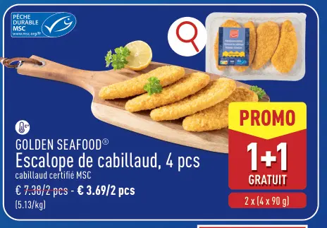 Offre: GOLDEN SEAFOOD® Escalope de cabillaud, 4 pcs