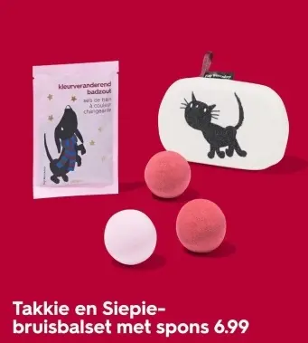 Aanbieding: Takkie en Siepie-bruisbalset met spons
