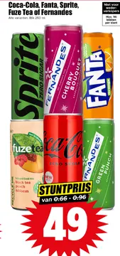 Aanbieding: Coca-Cola, Fanta, Sprite, Fuze Tea of Fernandes