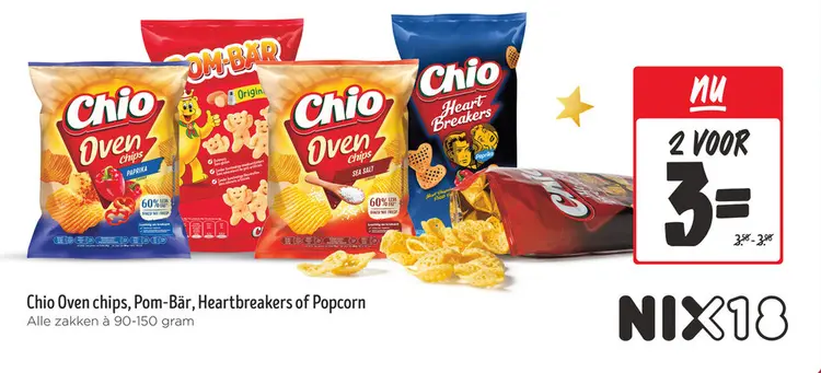 Aanbieding: Chio Oven chips, Pom-Bär, Heartbreakers of Po