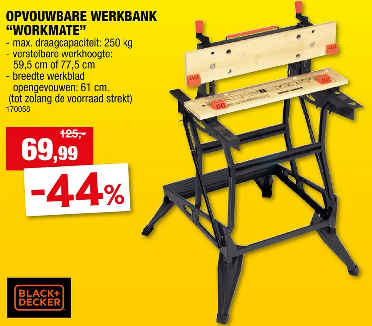 Aanbieding: Black+Decker Workmate 550 werkbank 61cm 250kg