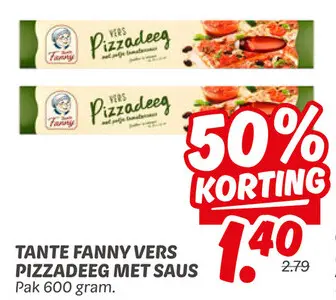 Aanbieding: Vers pizzadeeg met saus