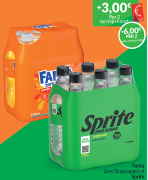 Aanbieding: Fanta Zero Sinaasappel of Sprite