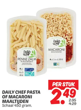 Daily chef pasta of macaroni maaltijden