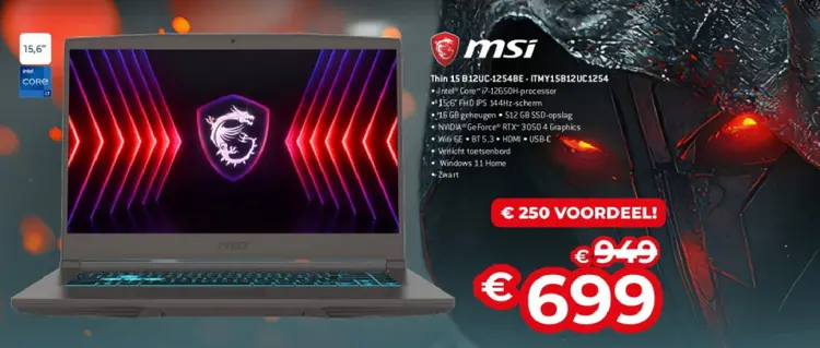 Promotie: Thin 15 B12UC-1254BE-ITMY15B12UC1254
