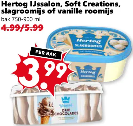 Aanbieding: IJssalon, Soft Creations, slagroomijs of vanille roomijs