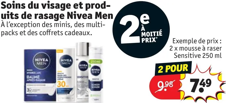 Offre: Soins du visage et produits de rasage Nivea Men