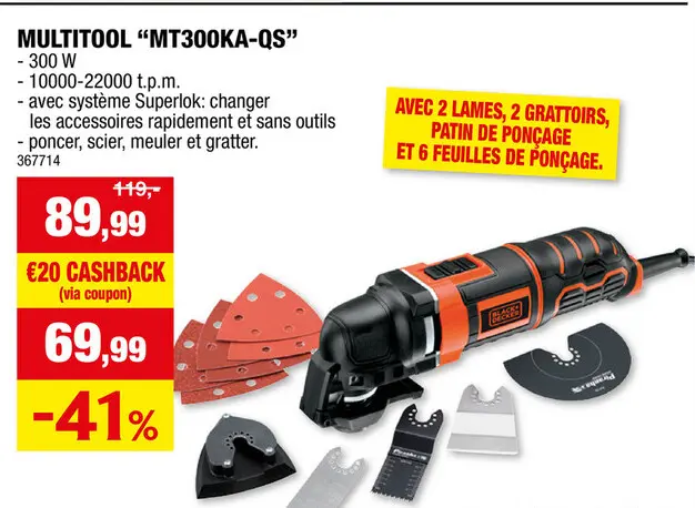 Offre: Black+Decker MT300KA-QS multitool 300W