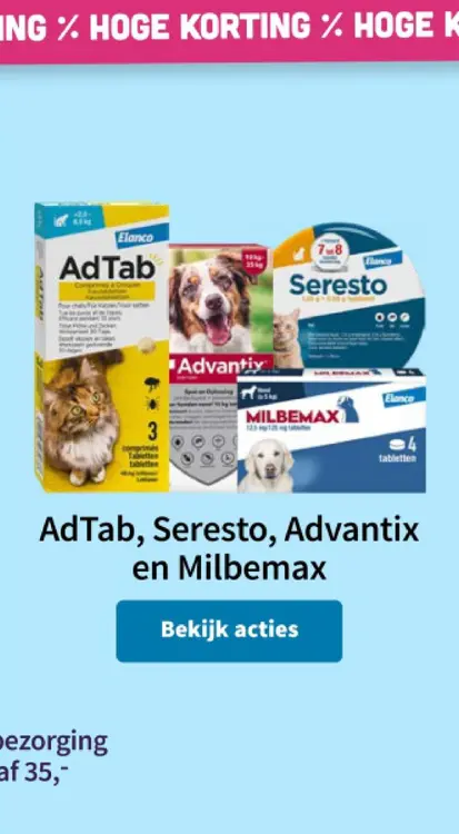 Promotie: AdTab, Seresto, Advantix en Milbemax
