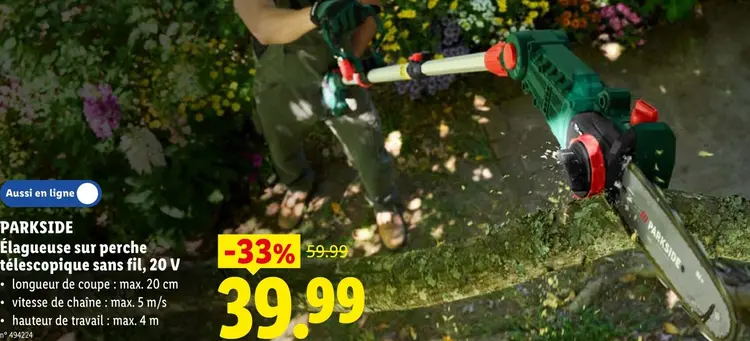 Offre: Élagueuse sur perche télescopique sans fil, 20 V