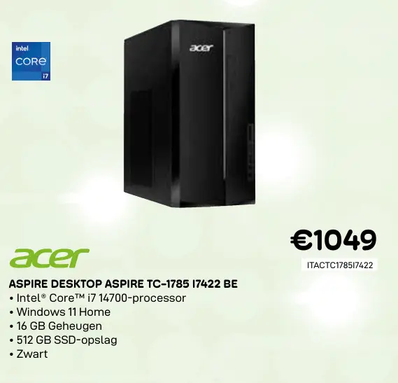 Promotie: Aspire desktop aspire tc-1785 17422 be