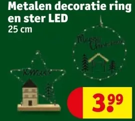 Aanbieding: Metalen decoratie ring en ster LED