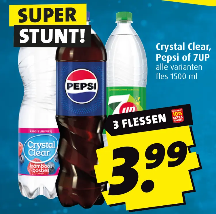 Aanbieding: Crystal Clear, Pepsi or 7UP