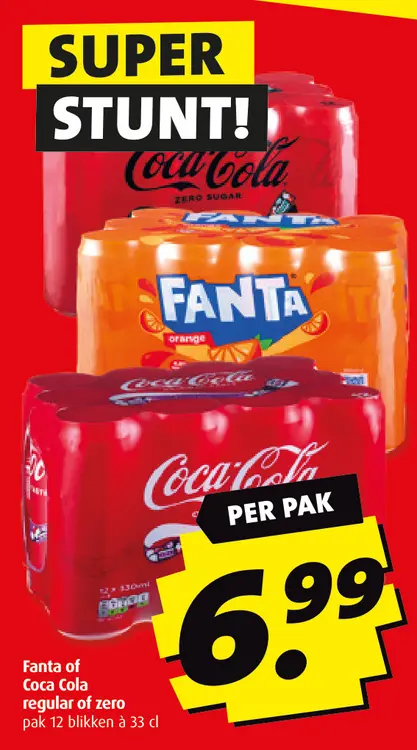 Aanbieding: Fanta of Coca Cola regular of zero