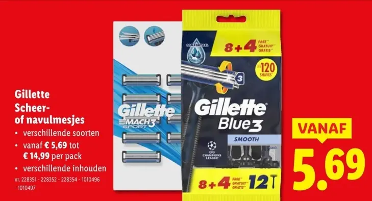 Aanbieding: Gillette Scheer- of navulmesjes