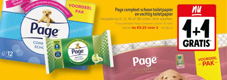 Promotie: Page compleet schoon toiletpapier en vochtig
