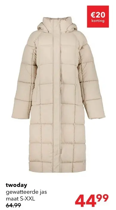Aanbieding: TwoDay gewatteerde dames winterjas beige
