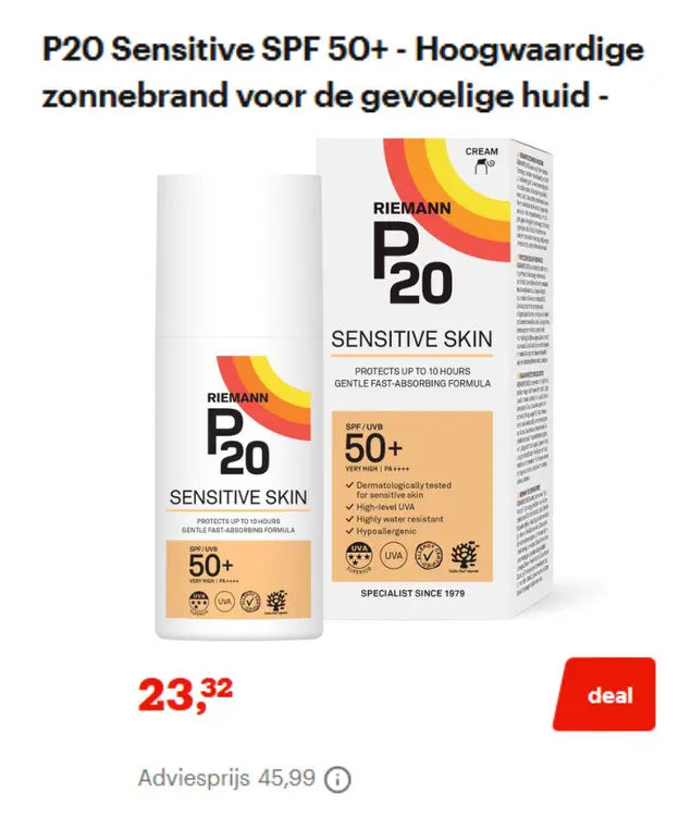 Promotie: P20 sensitive skin