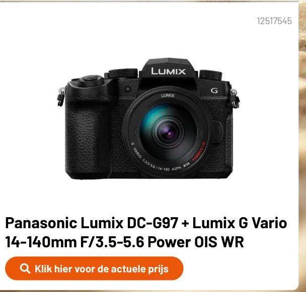 Aanbieding: Lumix DC-G97 + Lumix G Vario 14-140mm F/3.5-5