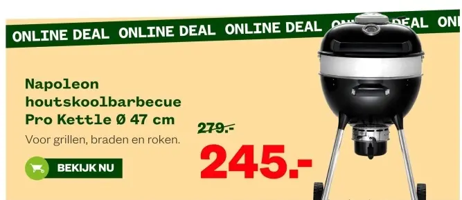 Aanbieding: houtskoolbarbecue Pro Kettle Ø 47 cm