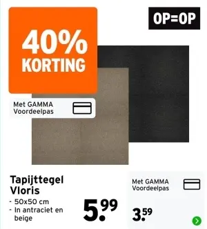 Aanbieding: Tapijttegel Vloris