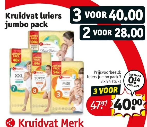 Aanbieding: Kruidvat luiers jumbo pack