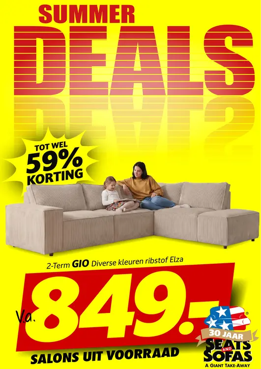 Promotie: Salon Gio Diverse kleuren ribstof Elza