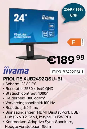 Promotie: Prolite xub2492qsu-b1