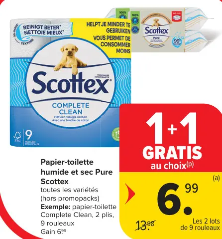 Offre: Papier-toilette humide et sec