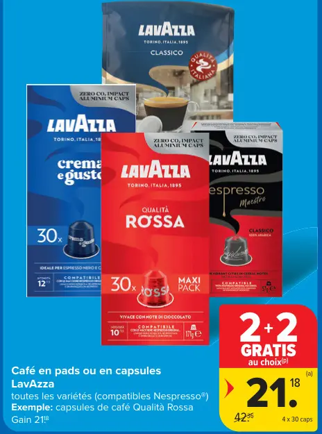 Offre: Café en pads ou en capsules